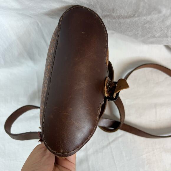 genuine soft leather floral embossed mini rucksack backpack - Picture 4 of 11